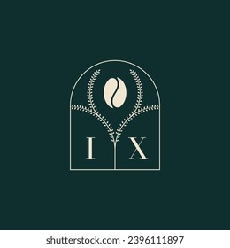 IX Unique and simple logo design combination of letters and coffee bean