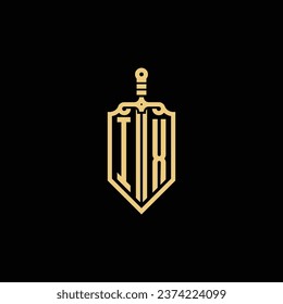 IX vintage shield and sword initial logo in high quality professional design that will print well across any print media