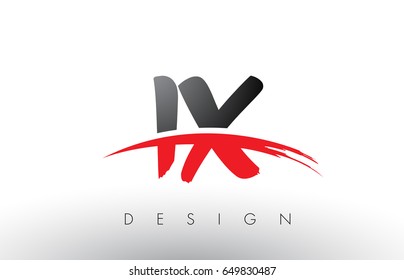 IX I X Brush Logo Letters Design with Red and Black Colors and Brush Letter Concept.