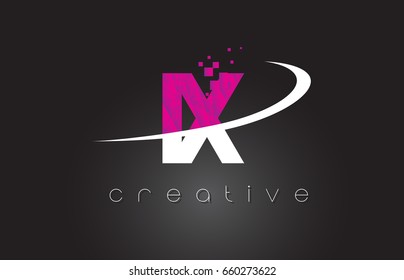 IX I X Creative Letters Design. White Pink Letter Vector Illustration.