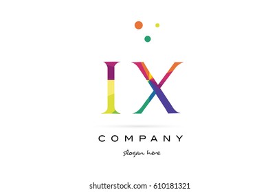 ix i x  creative rainbow colors colored alphabet company letter logo design vector icon template