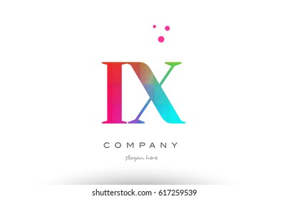 IX I X creative rainbow colors colored artistic alphabet company letter logo design vector icon template
