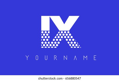 IX I X Dotted Pattern Letter Logo Design Vector with Blue Background.