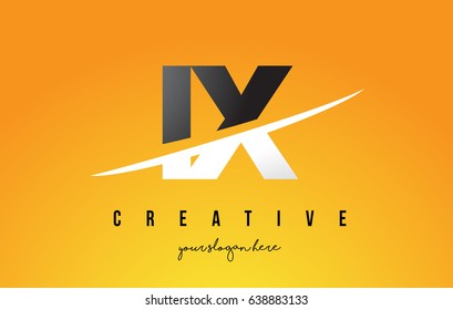 IX I X Letter Modern Logo Design with Swoosh Cutting the Middle Letters and Yellow Background.
