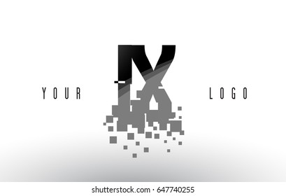 IX I X Pixel Letter Logo with Digital Shattered Black Squares. Creative Letters Vector Illustration.