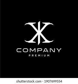 IX XI KK logo elegant classic logotype design vector, vintage wing letter logo