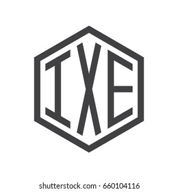 IXE three-letter initials hexagon logo black