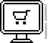 ixel e-commerce market icon vector for shop, online store, and digital retail themes. Ideal for pixel-style websites, mobile shopping apps, and commerce UI in 8-bit format.