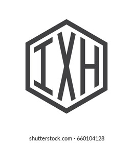 IXH three-letter initials hexagon logo black