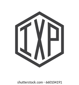 IXP three-letter initials hexagon logo black