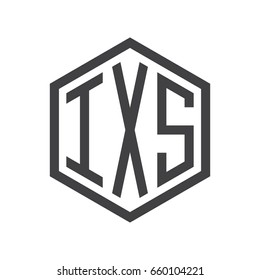 IXS three-letter initials hexagon logo black