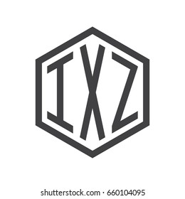 IXZ three-letter initials hexagon logo black