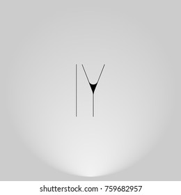 IY Black thin minimalist LOGO Design with Highlight on Gray background.