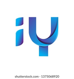 iy circle lowercase design of alphabet letter combination with infinity suitable as a logo for a company or business - Vector