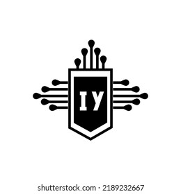  IY creativo concepto del logo de la letra de círculo. Diseño de cartas IY.
