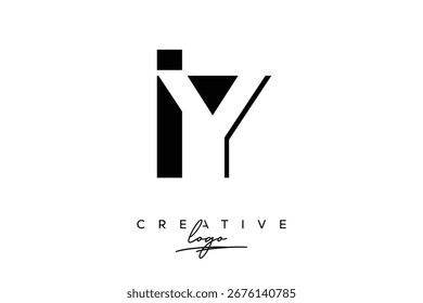 Logotipo creativo minimalista de espacio negativo de IY con monograma moderno para marca y logotipo de marca comercial con letras iniciales Diseño de logotipo para marca.