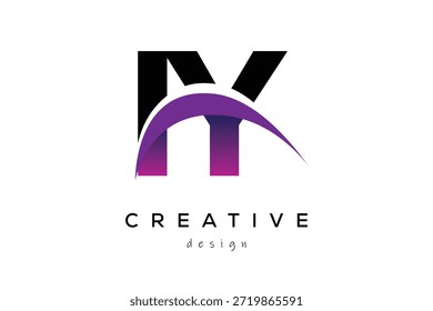 IY kreatives und modernes Logo-Design mit kreativem lila Welle abstraktes letzteres Logo-Konzept.