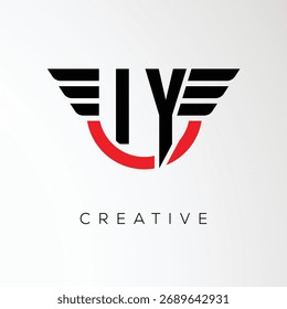 IY Creative Wings Letter Logo with Modern Shield - Powerful Business and Branding Symbol	
