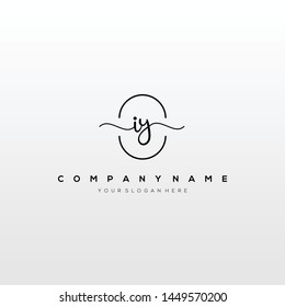IY handwriting initial logo template vector.