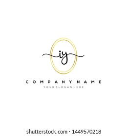 IY handwriting initial logo template vector.