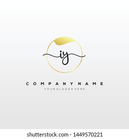 IY handwriting initial logo template vector.