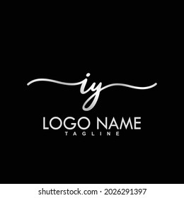 IY Initial Handwriting Logo Design Vector
