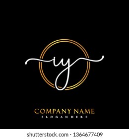 IY Initial Handwriting logo template vector