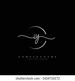 IY initial handwriting logo template vector