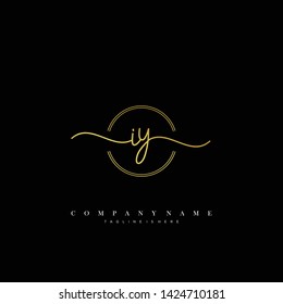 IY initial handwriting logo template vector
