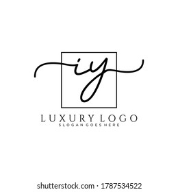 IY Initial handwriting logo template vector
