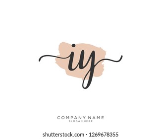 IY Initial handwriting logo vector 