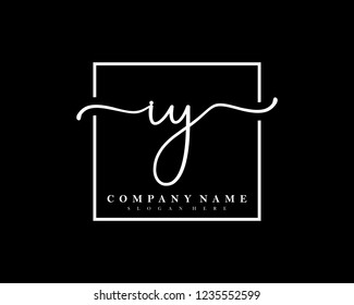 IY Initial handwriting square minimalist logo vector