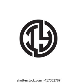 IY initial letters looping linked circle monogram logo