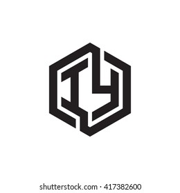 IY initial letters looping linked hexagon monogram logo
