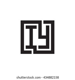IY initial letters looping linked square monogram logo