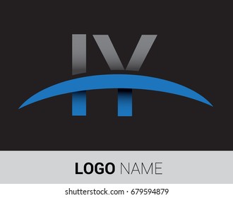 IY initial logo company name colored grey and blue swoosh design.