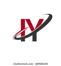 IY initial logo company name colored red and black swoosh design, isolated on white background. vector logo for business and company identity.