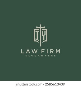 IY initial monogram for law firm with sword and shield logo image