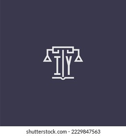 IY initial monogram for lawfirm logo with scales vector image