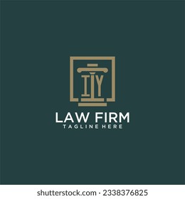 IY initial monogram logo for lawfirm with pillar design in creative square