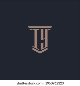 IY initial monogram logo with pillar style design