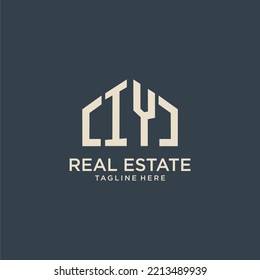 Logo inicial del monograma IY para el diseño inmobiliario