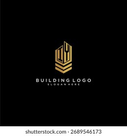 Logotipo inicial del monograma de IY para las propiedades inmobiliarias con estilo de construcción