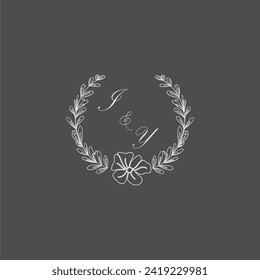 IY initial monogram wedding with creative leaf