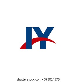 IY initial overlapping swoosh letter logo blue red