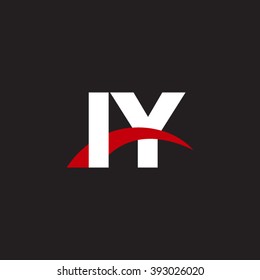 IY initial overlapping swoosh letter logo white red black background