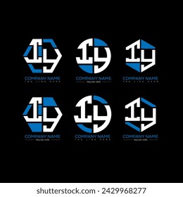 IY letra logo set design.IY monograma poligonal y círculo forma vector. Es un diseño único.
