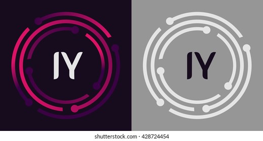 IY letters business logo icon design template elements in abstract background logo, design identity in circle, alphabet letter