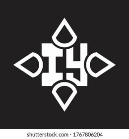 IY Logo monogram with four cone rounded by the shape design template