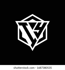 IY logo monogram with triangle and hexagon shape combination isolated on back and white colors